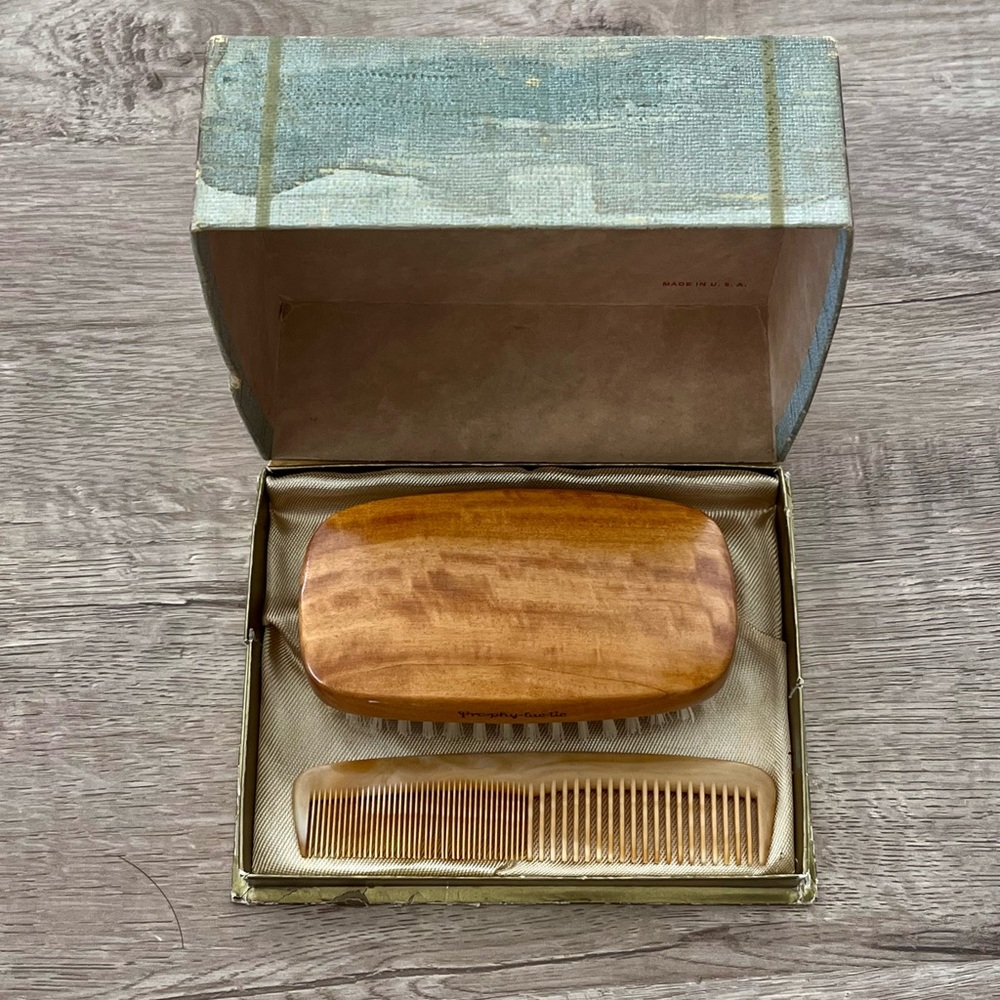RARE NIB Vintage Pro-phy-lac-tic Wood‎ Comb And Brush “Nylon” Bristles S-236 USA